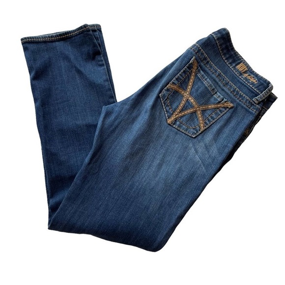 Kut From The Kloth Stevie Straight Leg Dark Blue Size 10 Embroidery - Picture 6 of 7